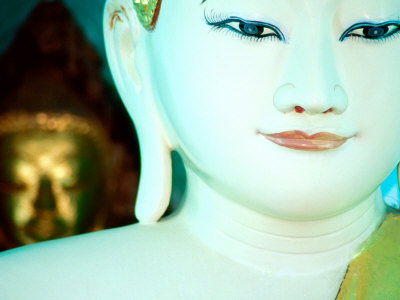 Detail Of White Buddha Statue At Shwedagon Paya, Yangon, Myanmar (Burma) by Frank Carter Pricing Limited Edition Print image