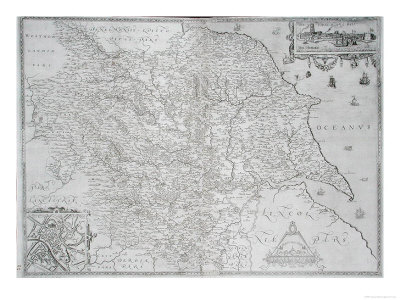 Map Of Yorkshire, Engraved By William Web, Published 1645 by Christopher Saxton Pricing Limited Edition Print image