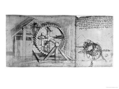Designs For A Treadwheel With Four Crossbows by Leonardo Da Vinci Pricing Limited Edition Print image