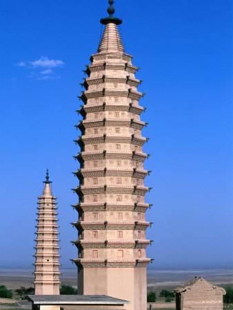 Twin Pagodas Of Baisikou, Yinchuan, Ningxia, China by Bill Wassman Pricing Limited Edition Print image
