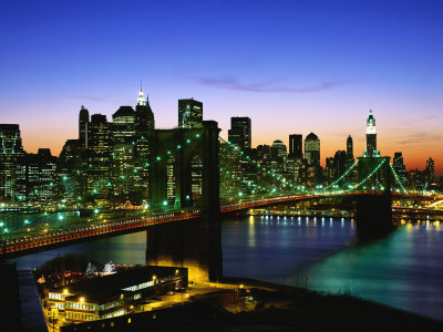 New York City, Brooklyn Bridge And Skyline by Walter Bibikow Pricing Limited Edition Print image