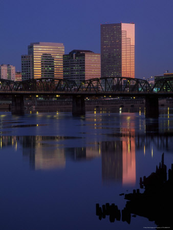 Portland Oregon At Night by Fogstock Llc Pricing Limited Edition Print image