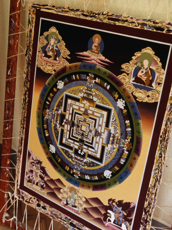 Stretched Thangka Painting At Painting School, Bhaktapur, Nepal by Ryan Fox Pricing Limited Edition Print image