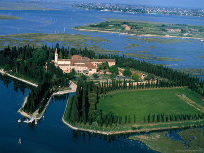 Aerial View Of San Francesco Del Deserto Island, Venice, Veneto, Italy by Roberto Gerometta Pricing Limited Edition Print image
