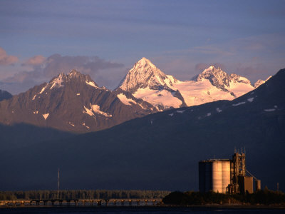 Abandoned Grain Elevators In Front Of Chugach Mountains, Chugach National Forest, Usa by Brent Winebrenner Pricing Limited Edition Print image