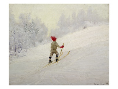 Ski Training, 1898 (Oil On Canvas) by Gustav Wentzel Pricing Limited Edition Print image
