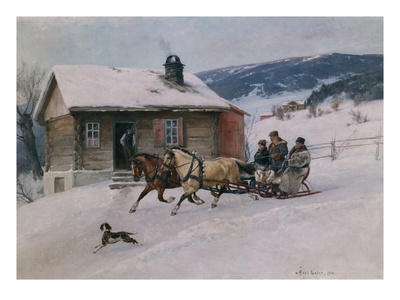 Sledge Riding, 1914 (Oil On Canvas) by Axel Hjalmar Ender Pricing Limited Edition Print image