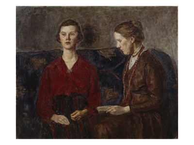 Mother And Daughter, 1917 (Oil On Canvas) by Signe Scheel Pricing Limited Edition Print image
