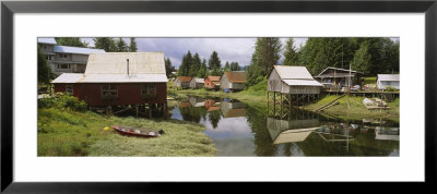 Fishermen Cottages Along A Stream, Mitkof Island, Petersburg, Alaska, Usa by Panoramic Images Pricing Limited Edition Print image