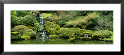 Waterfall In A Garden, Japanese Garden, Washington Park, Portland, Oregon, Usa by Panoramic Images Pricing Limited Edition Print image