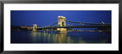Suspension Bridge Lit Up At Dusk, Chain Bridge, Budapest, Hungary by Panoramic Images Pricing Limited Edition Print image