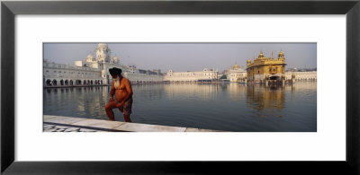 Senior Man Coming Out Of A Pond, Golden Temple, Amritsar, Punjab, India by Panoramic Images Pricing Limited Edition Print image