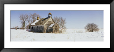 Abandoned Schoolhouse On A Snow-Covered Landscape, Friberg Township, Minnesota, Usa by Panoramic Images Pricing Limited Edition Print image
