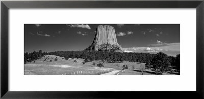 Natural Rock Formation In Black And White, Devils Tower National Monument, Wyoming, Usa by Panoramic Images Pricing Limited Edition Print image