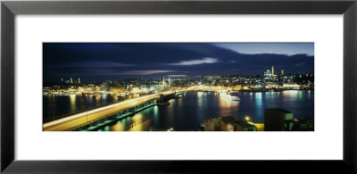 Bridge Lit Up At Night, Istanbul, Turkey by Panoramic Images Pricing Limited Edition Print image