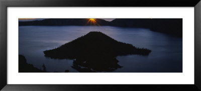 Silhouette Of Wizard Island, Crater Lake, Crater Lake National Park, Oregon, Usa by Panoramic Images Pricing Limited Edition Print image