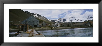 Abandoned Station In Front Of Snowcapped Mountains, Whaling Station, St. George Island, Alaska, Usa by Panoramic Images Pricing Limited Edition Print image