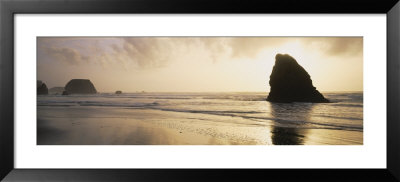 Silhouette Of Rocks On The Beach, Fort Bragg, Mendocino, California, Usa by Panoramic Images Pricing Limited Edition Print image