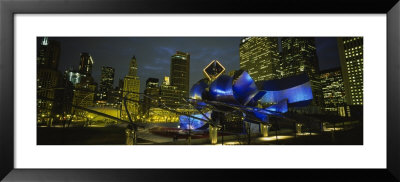 Buildings Lit Up At Night, Pritzker Pavilion, Millennium Park, Chicago, Illinois, Usa by Panoramic Images Pricing Limited Edition Print image