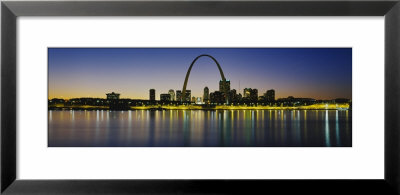 City Lit Up At Night, Gateway Arch, Mississippi River, St. Louis, Missouri, Usa by Panoramic Images Pricing Limited Edition Print image