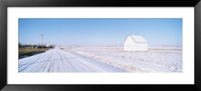 Snow Covered Road, Illinois, Usa by Panoramic Images Pricing Limited Edition Print image