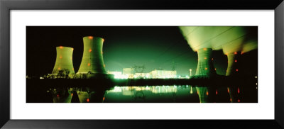 Power Station Illuminated At Night, Three Mile Island, Pennsylvania, Usa by Panoramic Images Pricing Limited Edition Print image