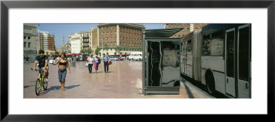 Bus At A Bus Stop, Placa Espana, Barcelona, Spain by Panoramic Images Pricing Limited Edition Print image