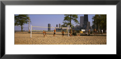 Group Of People Playing Beach Volleyball, Chicago, Illinois, Usa by Panoramic Images Pricing Limited Edition Print image