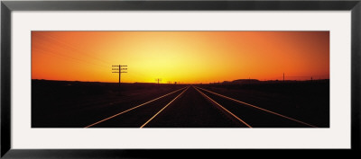 Sunset, Railroad Tracks, Daggett, California, Usa by Panoramic Images Pricing Limited Edition Print image