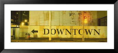 Downtown Sign Printed On A Wall, San Francisco, California, Usa by Panoramic Images Pricing Limited Edition Print image
