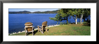 Adirondack Chairs On A Lawn, Fourth Lake, Adirondack Mountains, Adirondack State Park, Ny, Usa by Panoramic Images Pricing Limited Edition Print image