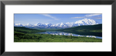 Panoramic View Of Mountains Around A Lake, Wonder Lake, Mount Mckinley, Alaska, Usa by Panoramic Images Pricing Limited Edition Print image