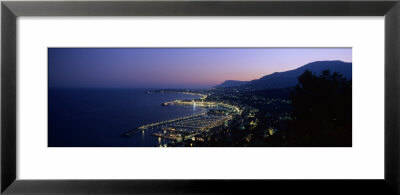 High Angle View Of A Harbor At Dusk, Menton, French Riviera, France by Panoramic Images Pricing Limited Edition Print image