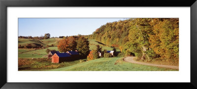 High Angle View Of A Farmhouse In Autumn, Woodstock, Windsor County, Vermont, Usa by Panoramic Images Pricing Limited Edition Print image