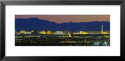 Aerial View Of Buildings Lit Up At Dusk, Las Vegas, Nevada, Usa by Panoramic Images Pricing Limited Edition Print image