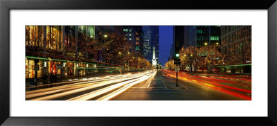 Blurred Motion, Cars, Michigan Avenue, Christmas Lights, Chicago, Illinois, Usa by Panoramic Images Pricing Limited Edition Print image
