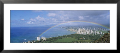 Rainbow Over A City, Waikiki, Honolulu, Oahu, Hawaii, Usa by Panoramic Images Pricing Limited Edition Print image