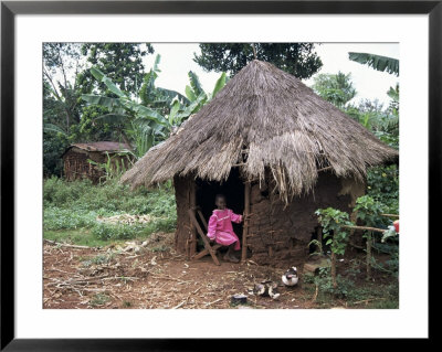 Little Girl Dressed For Church, In Front Of Hut, Uganda, East Africa, Africa by D H Webster Pricing Limited Edition Print image
