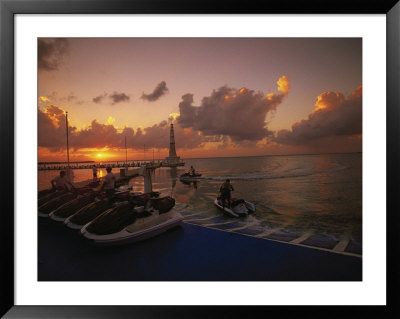 Sunset And Jet Skis, Cancun, Mexico by Walter Bibikow Pricing Limited Edition Print image