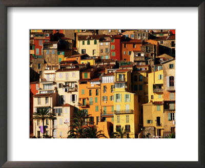 Colourful Houses Clustered On Hillside, Menton, Provence-Alpes-Cote D'azur, France by David Tomlinson Pricing Limited Edition Print image