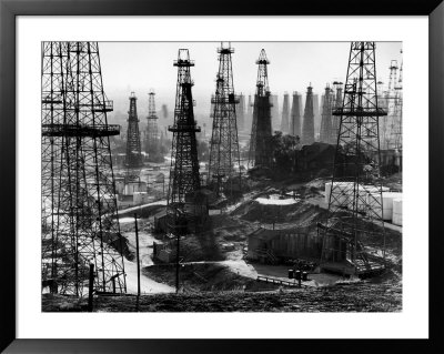 Forest Of Wells, Rigs And Derricks Crowd The Signal Hill Oil Fields by Andreas Feininger Pricing Limited Edition Print image