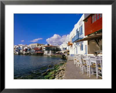 Waterfront Of The Little Venice Quarter, Mykonos, Cyclades Islands, Greece, Mediterranean by Marco Simoni Pricing Limited Edition Print image