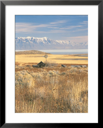 Abandoned Ranch Buildings Above Great Salt Lake, Antelope Island State Park, Utah, Usa by Scott T. Smith Pricing Limited Edition Print image