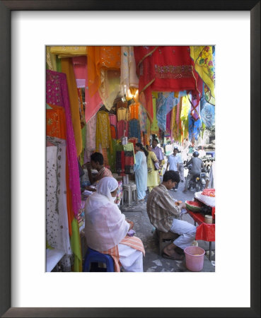 Colourful Clothes Shops, Chandni Chowk Bazaar, Old Delhi, Delhi, India by Eitan Simanor Pricing Limited Edition Print image