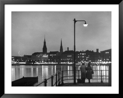 Night Time View Of The City Of Hamburg, Looking Across River At The New Post War Construction by Walter Sanders Pricing Limited Edition Print image