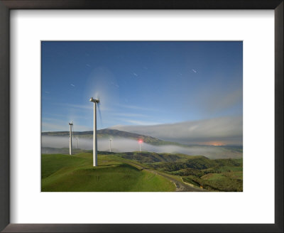 A Long Exposure By Moonlight Of Windmills In Te Apiti Wind Farm, Manawatu, New Zealand by Don Smith Pricing Limited Edition Print image