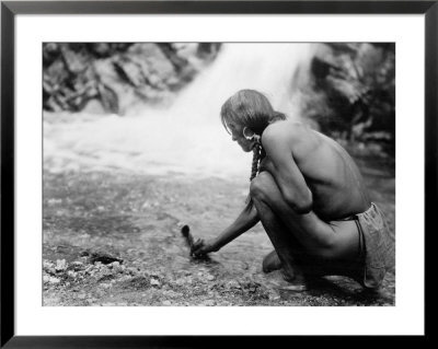An Offering At The Waterfall, Nambe Indian by Edward S. Curtis Pricing Limited Edition Print image