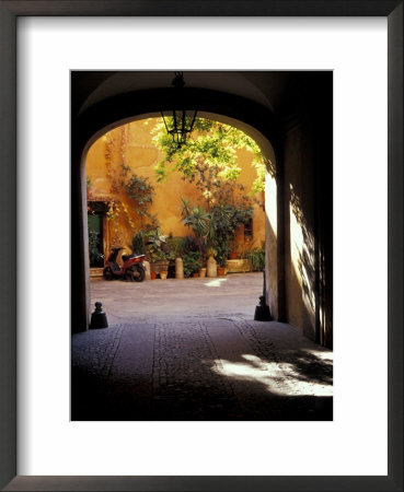 Courtyard Plants And Motorcycle, Rome, Italy by John & Lisa Merrill Pricing Limited Edition Print image