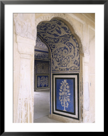 Stylized Foral Motif, Chalk Blue And White Painted Mahal, The City Palace, Jaipur, India by John Henry Claude Wilson Pricing Limited Edition Print image