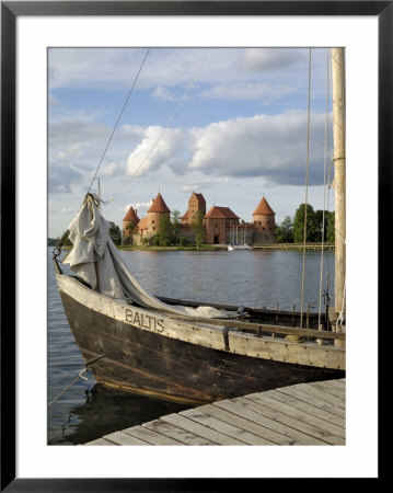 Traditional Boat And Trakai Castle, Trakai, Near Vilnius, Lithuania, Baltic States by Gary Cook Pricing Limited Edition Print image